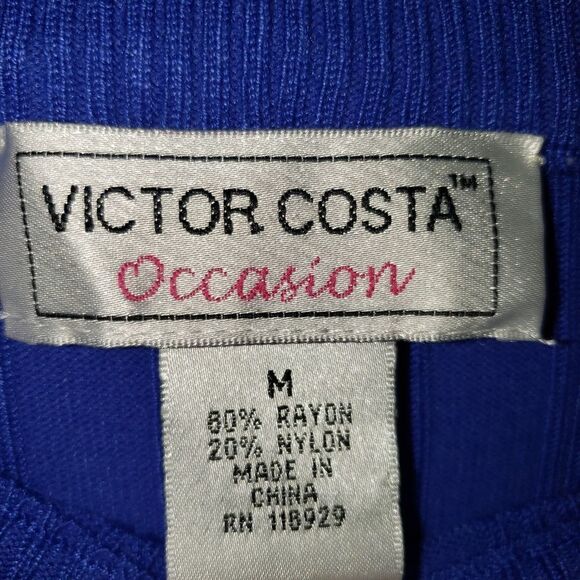 VICTOR COSTA OCCASION BLUE HIGH NECK CABLE SWEATER SIZE MEDIUM - Picture 2 of 3